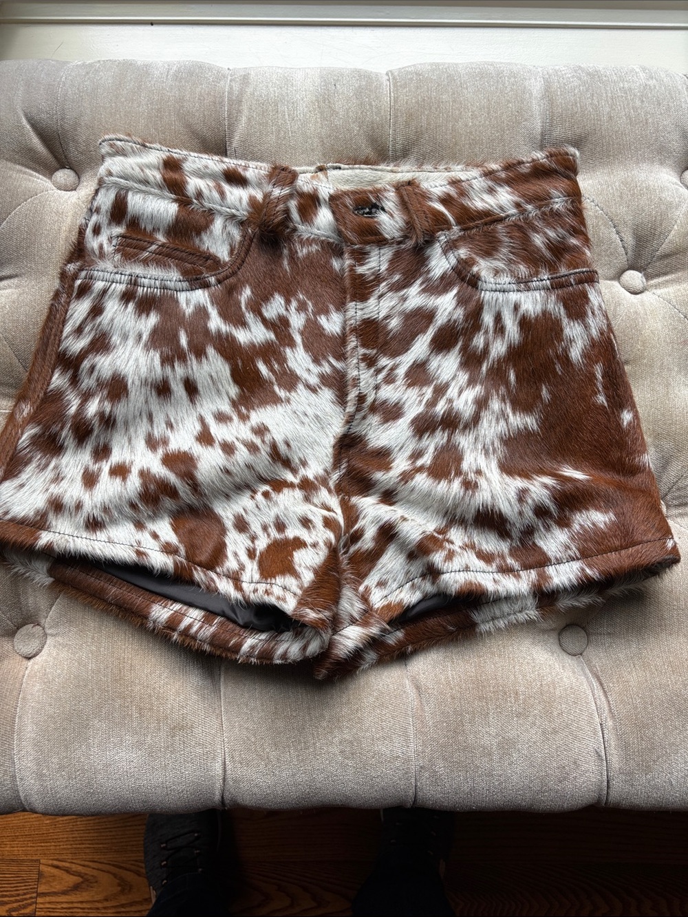 Cow hide short shorts